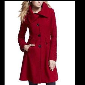 Express crimson red wool blend trench coat